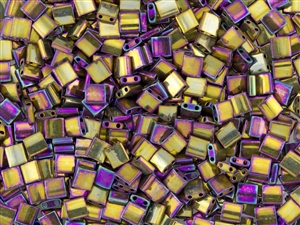 Miyuki Tila 5mm Glass Beads - Purple Gold Iris Metallic #TL188