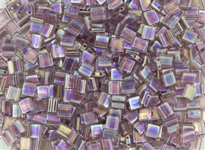 Miyuki Tila 5mm Glass Beads - Transparent Smoky Amethyst AB #TL256