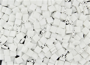Miyuki Tila 5mm Glass Beads - Opaque White Matte AB #TL402FR