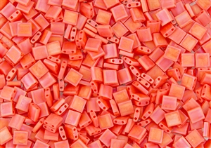 Miyuki Tila 5mm Glass Beads - Opaque Orange Matte AB #TL406FR