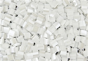 Miyuki Tila 5mm Glass Beads - Opaque White Ceylon Pearl #TL420