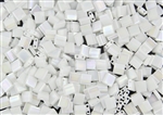 Miyuki Tila 5mm Glass Beads - Opaque White Pearl AB #TL471