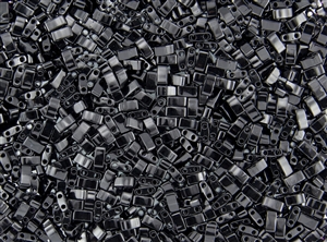 Miyuki Half Tila Bricks 2.5x5mm Glass Beads - Opaque Jet Black #TLH401