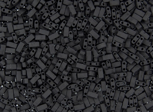 Miyuki Half Tila Bricks 2.5x5mm Glass Beads - Opaque Jet Black Matte #TLH401F