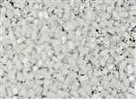 Miyuki Half Tila Bricks 2.5x5mm Glass Beads - Opaque White Pearl AB #TLH471