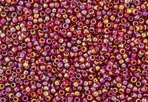 8/0 Toho Japanese Seed Beads - Ruby Transparent Rainbow #165C
