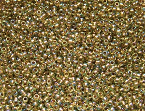 8/0 Toho Japanese Seed Beads - Lt. Amber Bronze Lined Rainbow #998