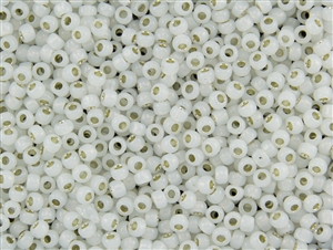 8/0 Toho Japanese Seed Beads - PermaFinish White Opal Silver Lined #PF2100