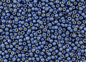 8/0 Toho Japanese Seed Beads - PermaFinish Cerulean Blue Metallic Matte #PF586F