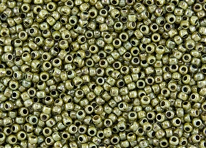 8/0 Toho Japanese Seed Beads - Hybrid Opaque Luster Green Picasso #Y182 *LAST PARTIAL TUBE* 21.72 grams