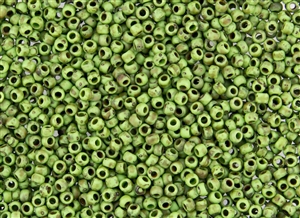 8/0 Toho Japanese Seed Beads - Hybrid Frosted Opaque Mint Green Picasso #Y321F