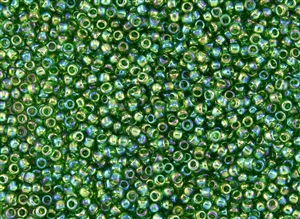 11/0 Toho Japanese Seed Beads - Kelly Green Transparent Rainbow #167