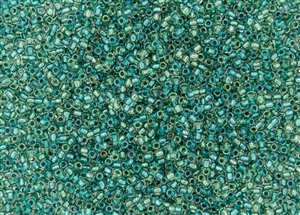 11/0 Toho Japanese Seed Beads - Teal Lined Crystal Rainbow #264