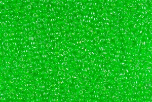 11/0 Toho Japanese Seed Beads - Opaque Neon Green Lined Crystal #805