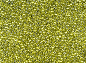 11/0 Toho Japanese Seed Beads - Metallic Satin Silver Lined Peridot Luster #1013