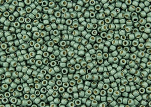 11/0 Toho Japanese Seed Beads - PermaFinish Jade Green Metallic Matte #PF589F