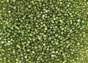11/0 Toho Japanese Seed Beads - Hybrid Frosted Transparent Peridot Picasso #Y318F