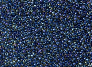 15/0 Toho Japanese Seed Beads - Dark Blue Lined Amber #929