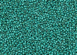 15/0 Toho Japanese Seed Beads - PermaFinish Turquoise Metallic Matte #PF578F