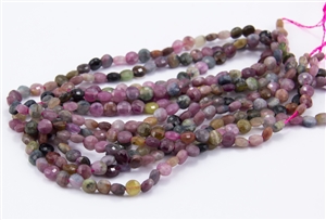 4x2.5mm Natural Tourmaline Gemstone Faceted Coin Beads