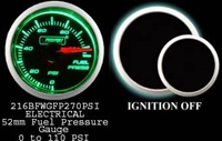 ProSport Premium Green/White Electronic Fuel Pressure  Warning & Peak - 52mm