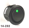 K4 Round Button Single Pole Rocker Switch With Green Dot "On" Light 14-232