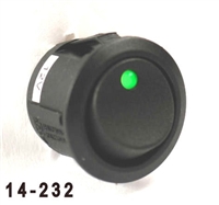 K4 Round Button Single Pole Rocker Switch With Green Dot "On" Light 14-232
