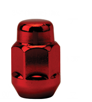 RED LUG NUTS OPEN END BULGE ACORN  1/2-20  19mm HEX  WHEEL NUT LUG