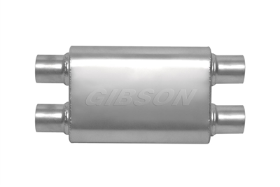 GIBSON MUFFLER Superflow, Oval, Dual 3.0 in. Offset Inlet, Dual 3.0 in. Offset Outlet, 18 in. Length