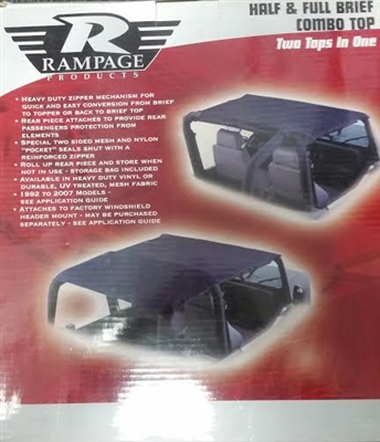 Rampage Combo Brief & Topper 92-95 Jeep Wrangler YJ 94015 Black Denim