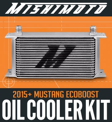 Mishimoto Oil Cooler Kit: 2015+ Ford Mustang Ecoboost MMOC-MUS4-15BK : Non-Thermostatic Oil Cooler Kit - Black