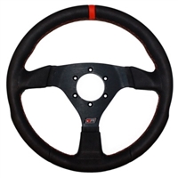 MPI 13" / 330mm Diameter 1-1/4" Dish Black High Grip Material With Orange Stitching Steering Wheel
