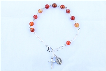 Carnelian Gemstone Silver Toned Bracelet