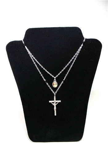 Mother Mary Color Cross-Medal Necklace