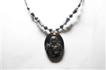 Hematite Necklace with Sacred Heart of Jesus