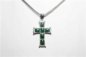 Gemstone Malachite Cross with Chain