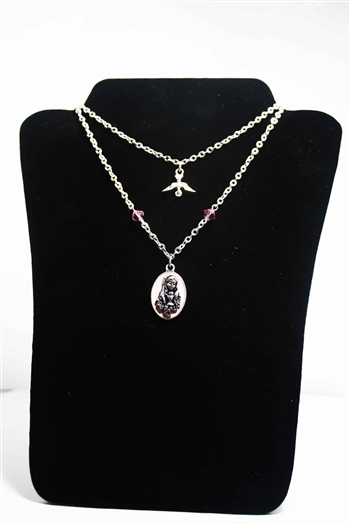 Holy Spirit & First Communion Medal Necklace with Swarovski Elements