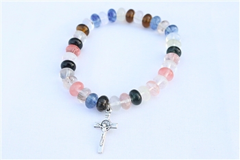 Gemstone Bracelet with St. Benedict Cross