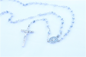 Howlite 4.mm Gemstone Silver Toned Rosary