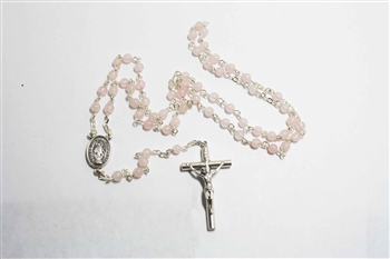 Rose Quartz 4.mm Gemstone Silver Toned Rosary