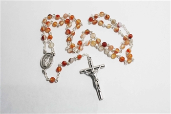 Carnelian 4.mm Gemstone Silver Toned Rosary