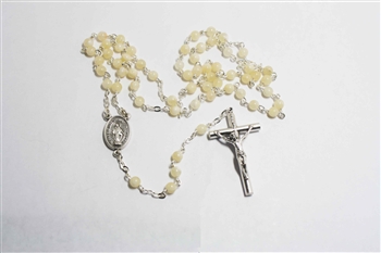 Yellow Jade 4.mm Gemstone Silver Toned Rosary