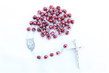 Red Metal Crystal Rosary