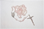Rose Quartz Faceted Gemstone Silver Toned Rosary