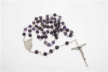 Amethyst Gemstone Silver Toned Rosary