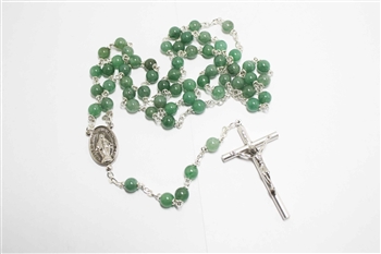 Green Aventurine Gemstone Silver Toned Rosary