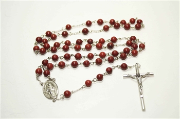 Red Jasper Gemstone Silver Toned Rosary