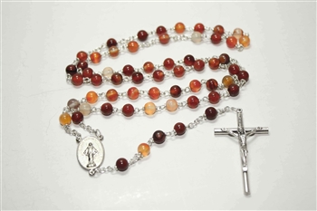 Carnelian Gemstone Silver Toned Rosary
