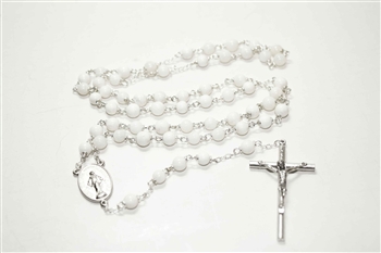 White Quartz Gemstone Silver Toned Rosary