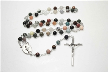 Mix Stones Gemstone Silver Toned Rosary